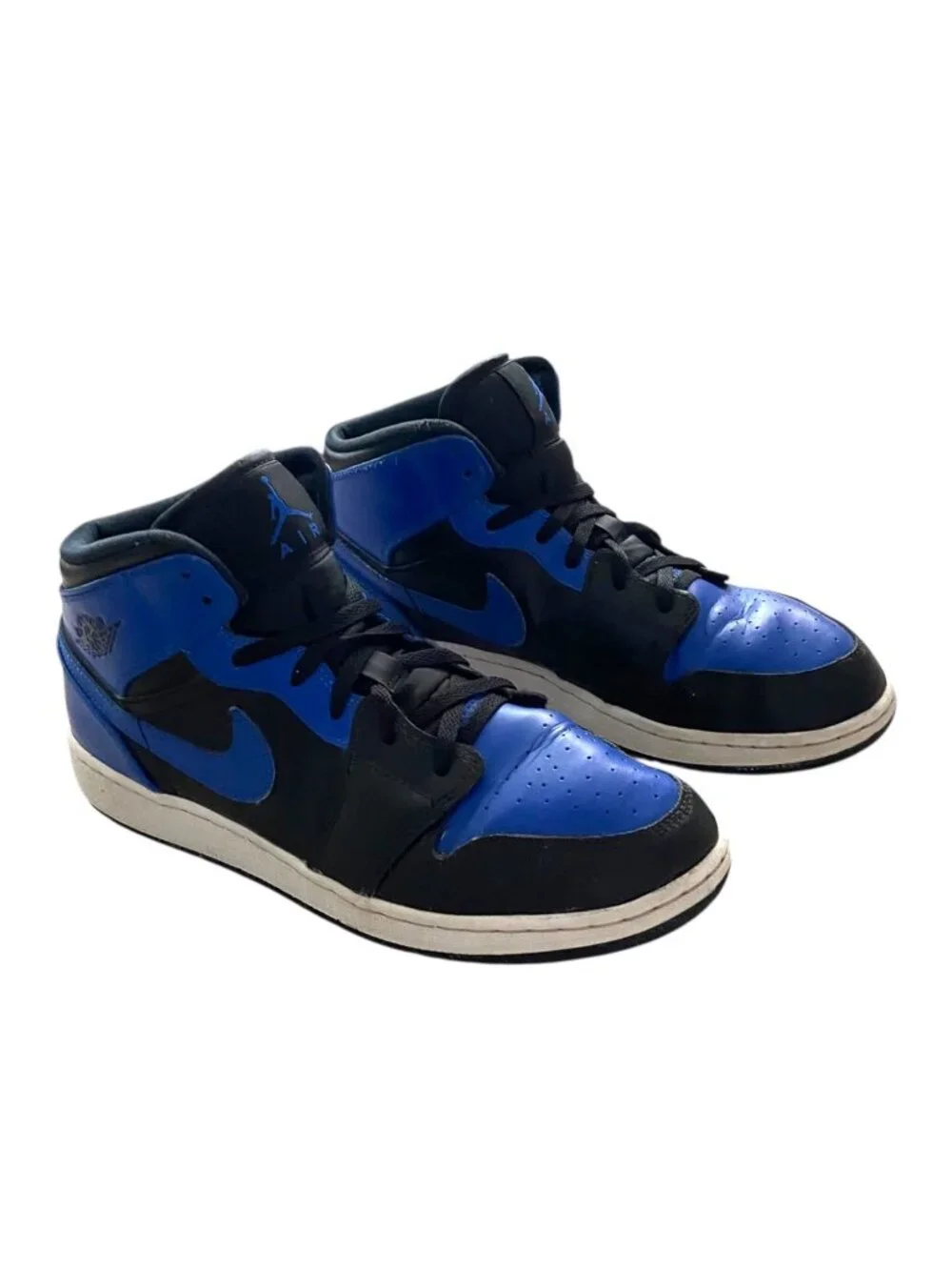 Nike Boys Air Jordan 1 Mid Hyper Royal Sneakers Blue Size 6.5 Retro Streetwear